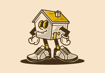 Mascot character of a little house in an upright standing position