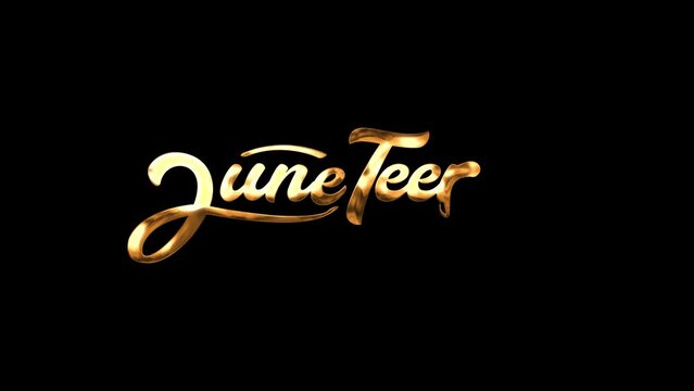 Juneteenth Freedom Day. June 19. Lettering Text Animation with gold color in black background. Great for use in social media, advertising, and promotion for the celebration of Juneteenth Freedom Day