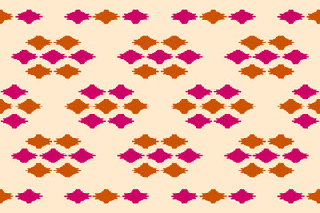 Fabric ikat pattern art. Ethnic seamless pattern traditional. American, Mexican style. Design for background, wallpaper, illustration, fabric, clothing, carpet, textile, batik, embroidery.