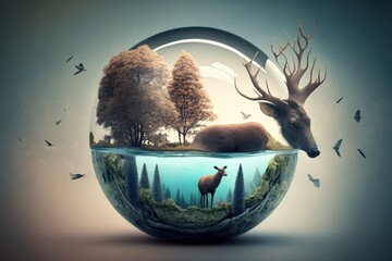 dream surrealism, world wildlife day, Generative ai