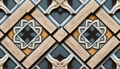 Seamless geometric wall tile design. motifs Majolica pottery tile, Generative ai
