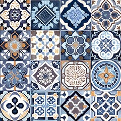 Seamless colorful patchwork Moroccan tile. motifs Majolica pottery tile. Portuguese and Spain decor wall and floor Ceramic tile Design, Generative ai