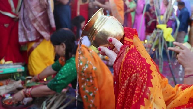 devotee doing holy rituals at festival from different angle