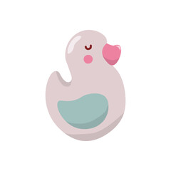 Stock clipart. Vector single image of a toy duck. In hand draw style, in pastel colors. On a white background.