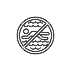 No diving sign line icon