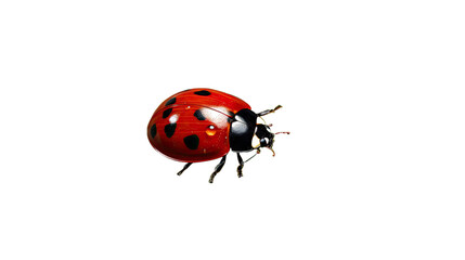 charming ladybug on a leaf isolated on a transparent background for design layouts