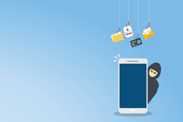 Hack. Hacker stealing confidential data, personal information and credit card detail. Hacking concept.