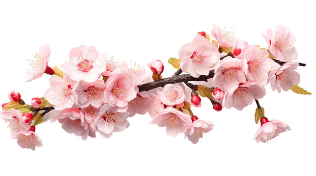 exquisite cherry blossom branch isolated on a transparent background for design layouts
