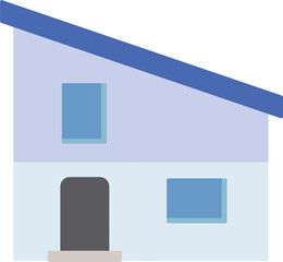 青い片流れ屋根のシンプルな家