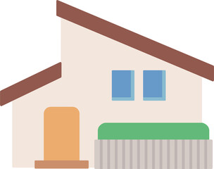 茶色い招き屋根のシンプルな家