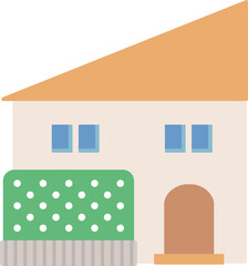 茶色い片流れ屋根のシンプルな家