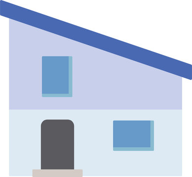 青い片流れ屋根のシンプルな家