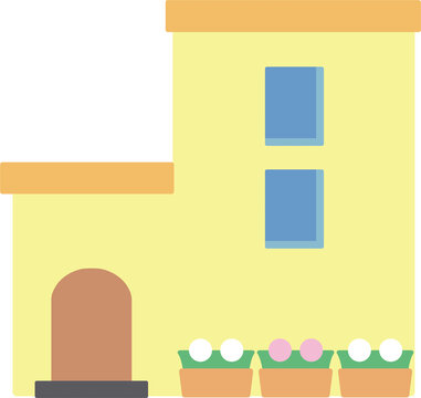 植木鉢のあるシンプルな家