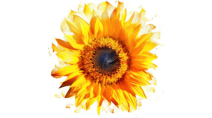 vibrant sunburst sunflower isolated on a transparent background for design layouts