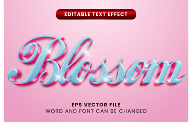 Soft pink and blue blossom editable vector text effect