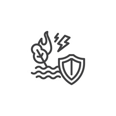 Natural disaster insurance line icon