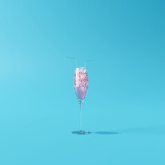 Summer drinks, blue background. 3d rendering