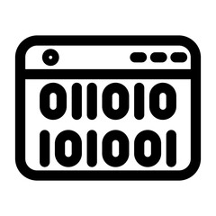IT、プログラム、プログラミング、2進数を表すラインスタイルのアイコン