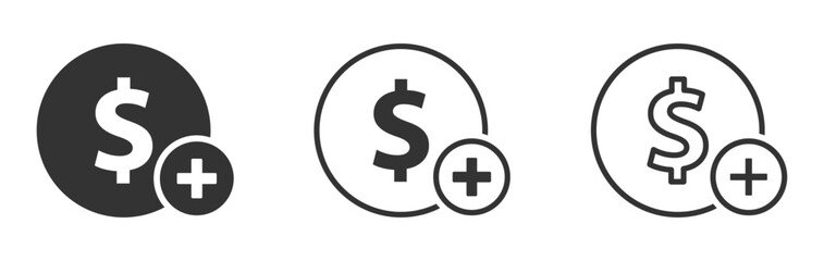 Add money to wallet vector buttons set