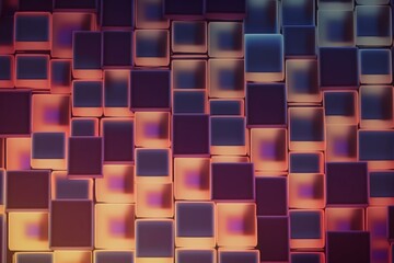 square abstract tiled multiple shape pattern layers, Generative ai