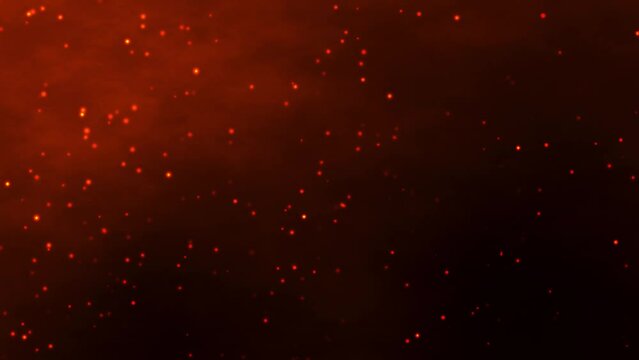 Universe of fire particles, stream when fire rains from the sky, particle effects