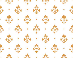 Flower geometric pattern. Seamless vector background. Gold and white ornament