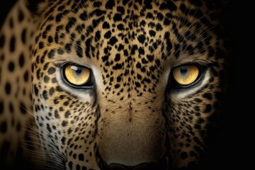 leopard eyes on black background, Generative ai