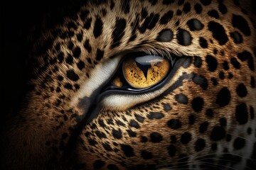 leopard eyes on black background, Generative ai