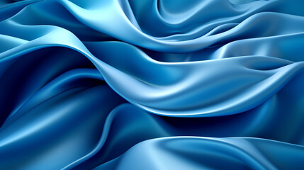 Blue silk satin fabric background - Generative AI