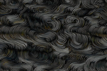 Abstract background of black and gray wavy lines, Generative AI