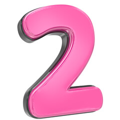 Pink 2 Number 3D Render