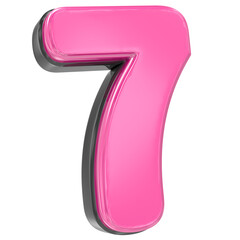 Pink 7 Number 3D Render