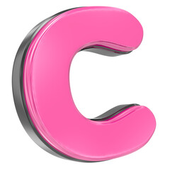 Pink C Letter 3D Render