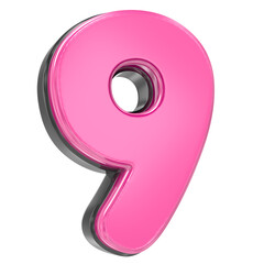 Pink 9 Number 3D Render