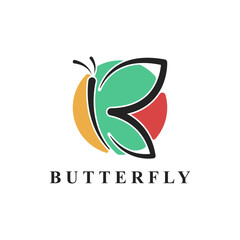 Simple butterfly vector logo design template