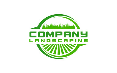 landscape logo for lawn or gardening business design template