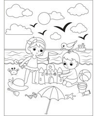 funny children  activities coloring page for kids