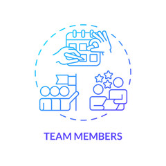 Team members blue gradient concept icon. Working together. Teamwork cooperation. Enterprise solution. Team collaboration abstract idea thin line illustration. Isolated outline drawing