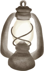 Vintage lamp painted in watercolor