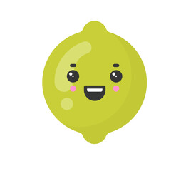 Cute smiling exotic lime, isolated colorful vector fruit icon