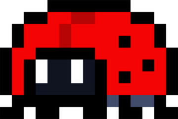 Cute red 8 bit lady bird or bug - isolated png