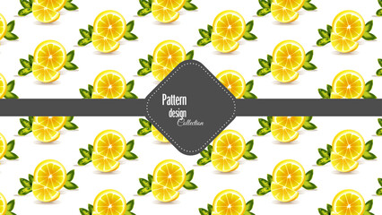 Fruits patter design template . Fresh lemon pattern on a White color background flat layout . 
