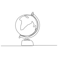 one line drawing continuous design of globe isolated on white background.