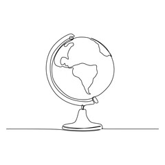 one line drawing continuous design of globe isolated on white background.