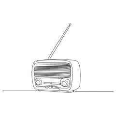 one line drawing continuous design of vintage radio isolated on white background.