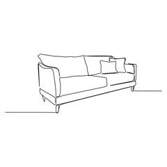 one line drawing continuous design of sofa isolated on white background.