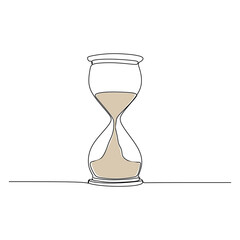 one line drawing continuous design of sand clock isolated on white background.