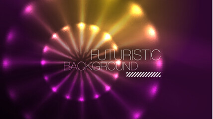 Circles with bright neon shiny light effects, abstract background wallpaper design