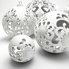 white color ornaments with white background generative Ai