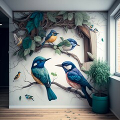 Birds wallpaper generative Ai